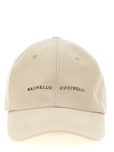 Brunello Cucinelli Logo Embroidery Cap Hats Beige