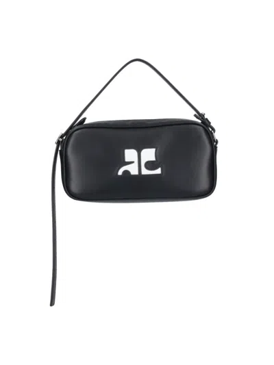 Courrèges Leather Camera Baguette Bag In Black