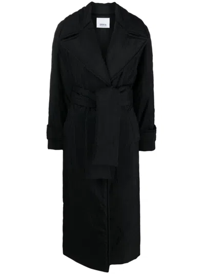 Erika Cavallini Padded Belted Trench Coat In Black