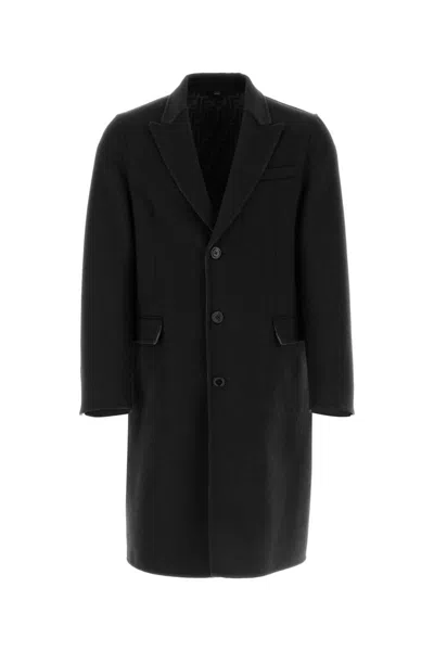 Fendi Ff Motif Printed Buttoned Coat In Black