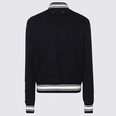 Golden Goose Navy Blue And White Wool Blend Casual Jacket