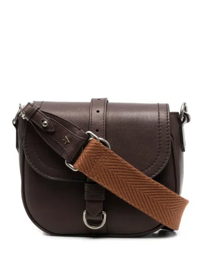 Golden Goose Sally Bag Small Smooth Calfskin Leather Fabric Shoulder Strap Bags In 55381 Dark Brown
