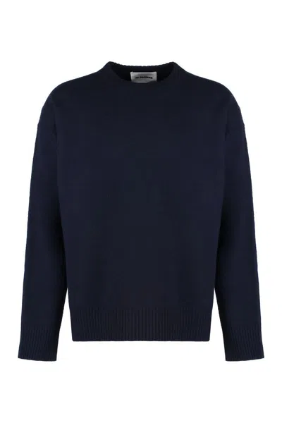 Jil Sander Crew-neck Wool Sweater In Blue