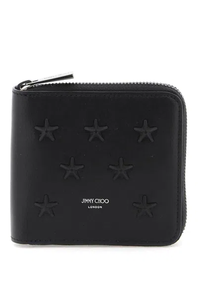 Jimmy Choo Zip-around Wallet With Stars In Black