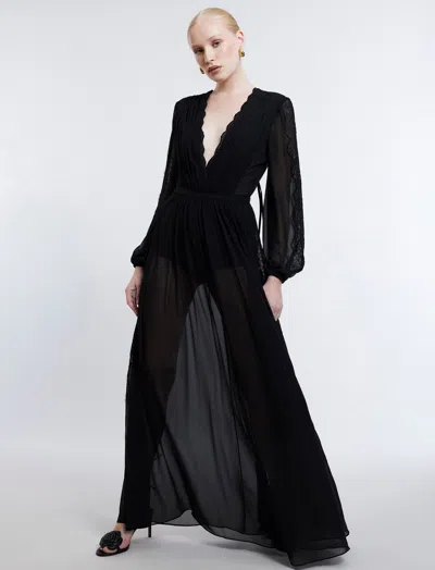 Bcbgmaxazria Nevaeh Long Sleeve Gown In Black