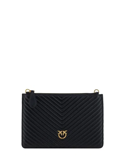 Pinko Flat Classic Clutch In Nero-antique Gold