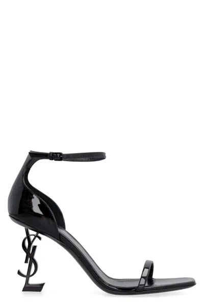 Saint Laurent Opyum Patent Leather Sandals In Black