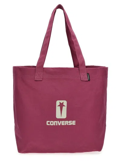 Rick Owens Drkshdw Pink Converse Edition Logo Tote In 13 Hot Pink