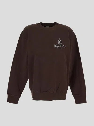 Sporty And Rich Sporty&rich Sweatshirt In Chocolate White