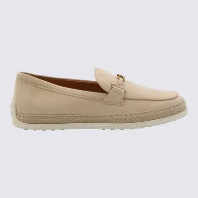 Tod's Beige Suede Loafers In Natural