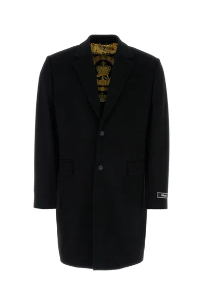 Versace Coats In Black