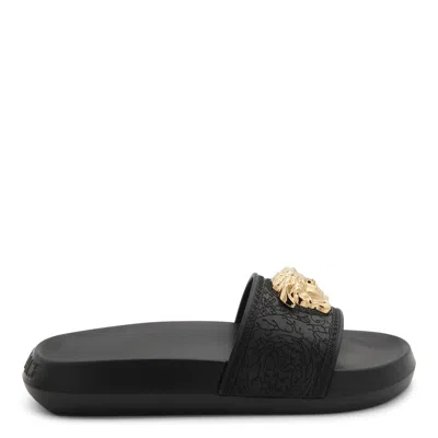 Versace Flat Shoes In Black- Gold