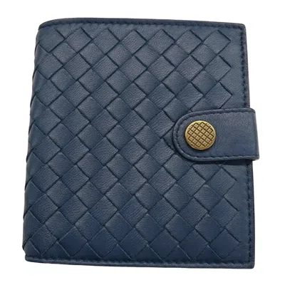 Bottega Veneta Intrecciato Navy Leather Wallet  () In Blue