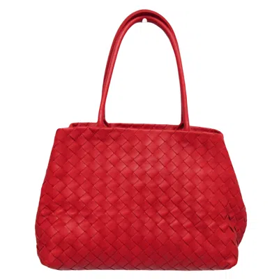 Bottega Veneta Intrecciato Red Leather Tote Bag ()