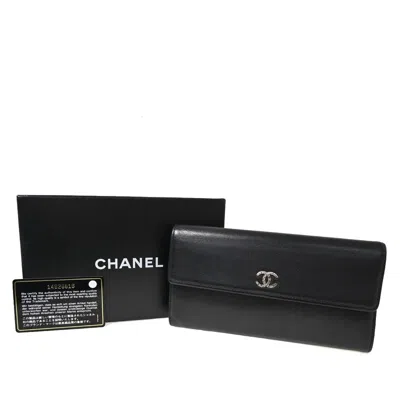 Pre-owned Chanel Black Leather Wallet  ()