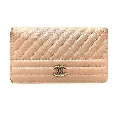 Pre-owned Chanel Coco Mark Orange Leather Wallet  ()