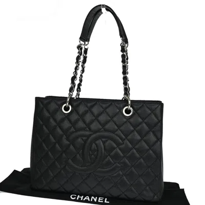 Pre-owned Chanel Gst (grand Shopping Tote) Black Calfskin Tote Bag ()