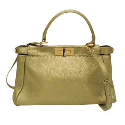 Fendi Peekaboo Gold Leather Shoulder Bag ()