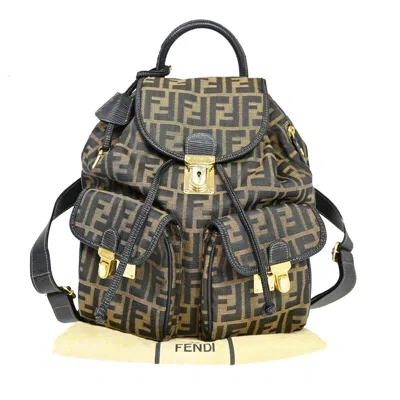 Fendi Zucca Brown Canvas Backpack Bag ()