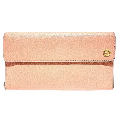 Gucci Interlocking Pink Leather Wallet  ()