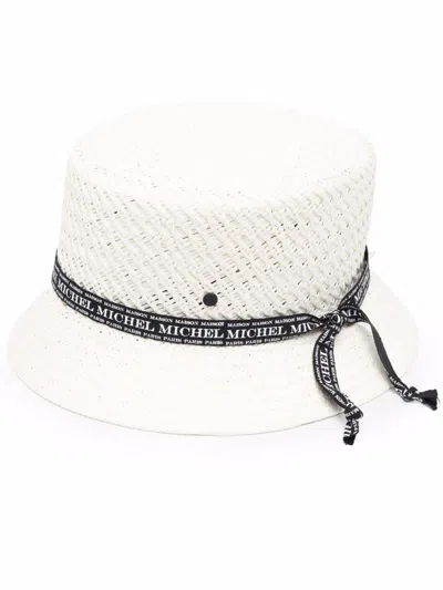 Maison Michel Logo-trim Sun Hat In White