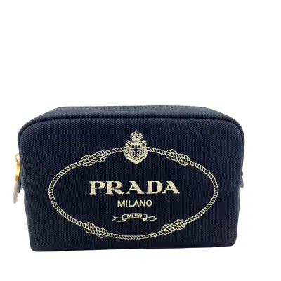 Prada Canapa Black Canvas Clutch Bag ()