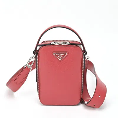 Prada Saffiano Leather Shoulder Bag () In Pink