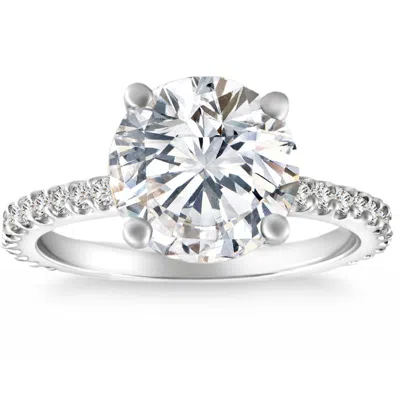 Pompeii3 Certified 4 1/2ct Diamond Engagement Ring 14k Gold Lab Grown With Sidestones In White