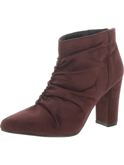 Beacon Kristen Womens Faux Suede Pointed Toe Ankle Boots In White