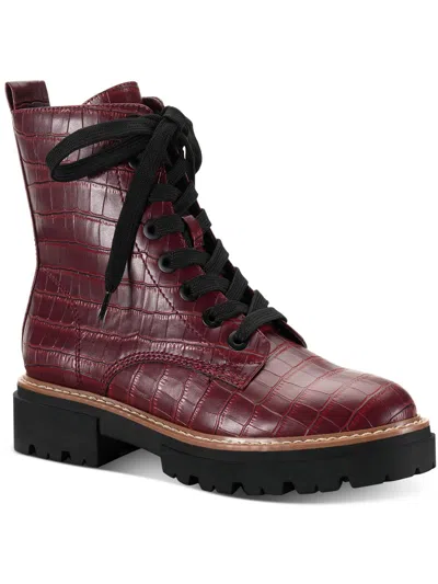 Sun + Stone Tiiaa Womens Canvas Ankle Combat & Lace-up Boots In Red