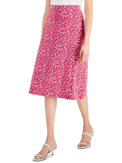 Kasper Womens Printed A-line Midi Skirt In Pink