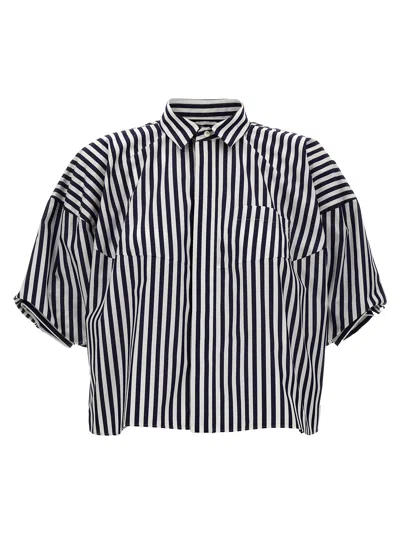 Sacai Striped Shirt In Blue