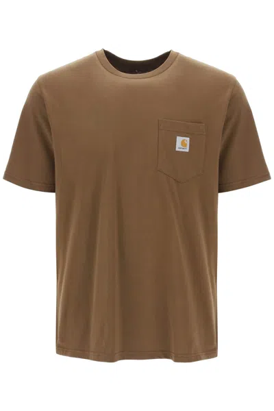 Carhartt T Shirt With Chest Pocket In Brown