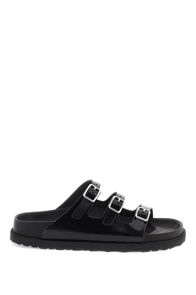 Birkenstock 1774 Florida Shiny Leather Sandals In Black