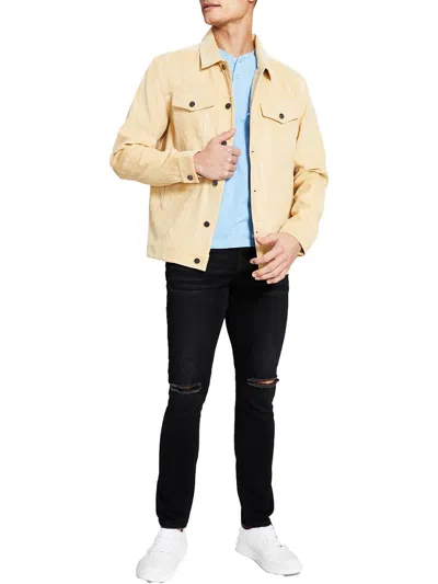 And Now This Mens Faux Suede Lightweight Trucker Jacket In Beige