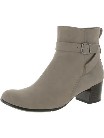 Ecco Womens Leather Textured Ankle Boots In Beige