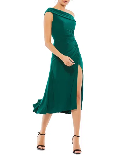 Ieena For Mac Duggal Womens Ruched Long Midi Dress In Green