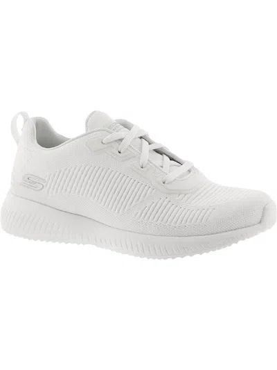 Skechers Bobs Squad-tough Talk Womens Memory Foam Fitness Athletic And Training Shoes In White