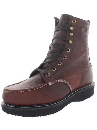 Fin & Feather Safety Boot Mens Tumbled Leather Work Moccasin Boots In Brown