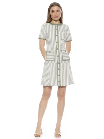 Alexia Admor Brecken Stripe Dress In Green Stripe