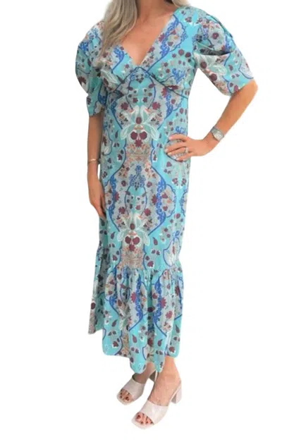 Anna Cate Brielle Dress In Teal-chocolate-tan In Multi