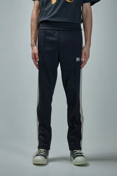 Palm Angels Black Monogram Track Trousers In Black/off White