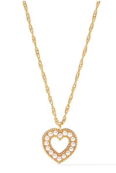 Julie Vos Esme Heart Pearl Solitaire Necklace In White In Gold