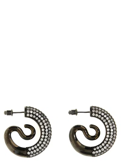 Panconesi Crystal Serpent Hoops Earrings In Silver