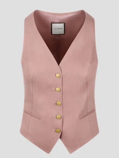 Tagliatore Linen Waistcoat In Pink