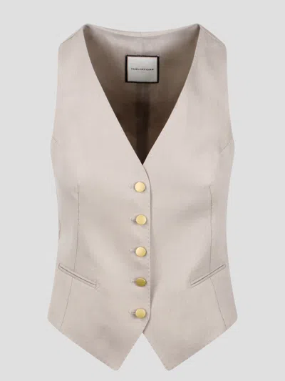 Tagliatore Linen Waistcoat In Nude & Neutrals