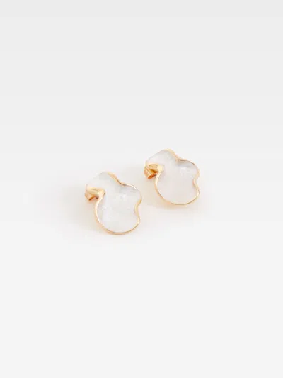 French Connection Irregular Oval Earrings White/gold