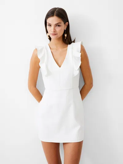 French Connection Frill Vee Tailored Mini Dress Summer White