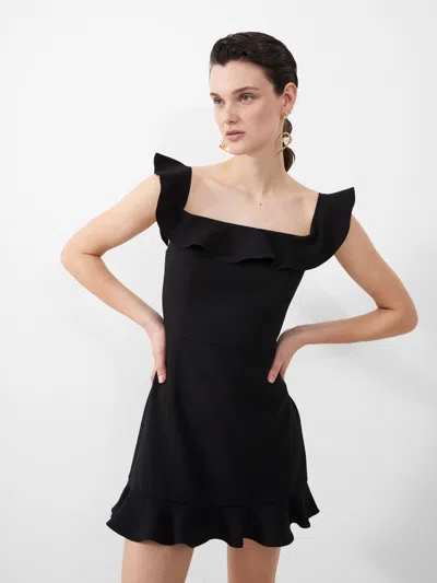 French Connection Frill Bardot Mini Dress Black