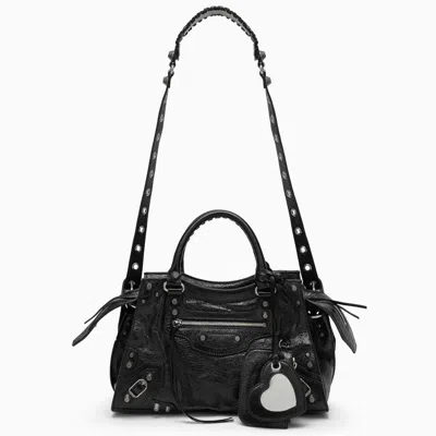 Balenciaga Small Neo Cagole City Shoulder Bag In Black